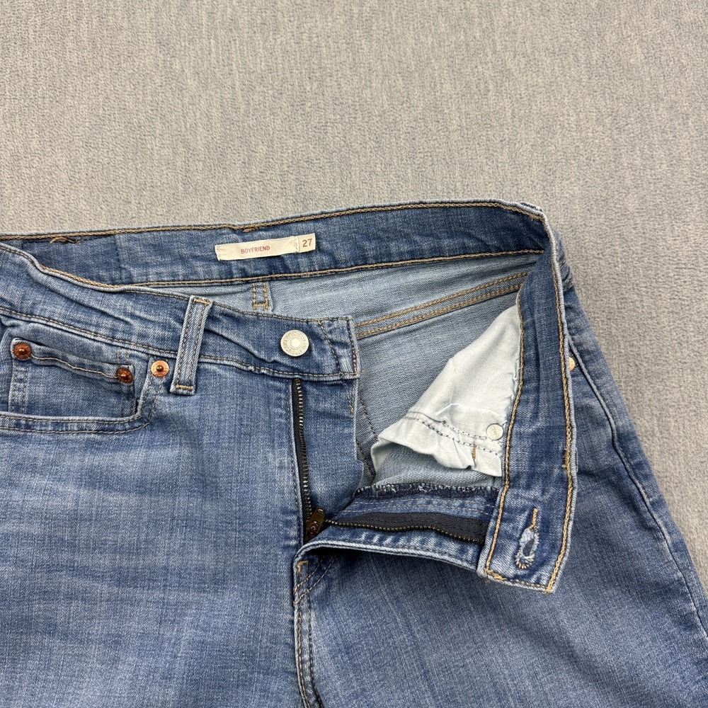 Levis Jeans Womens 27x27 Blue Boyfriend Denim Mid-Rise Pants Classic Straight - Picture 4 of 15